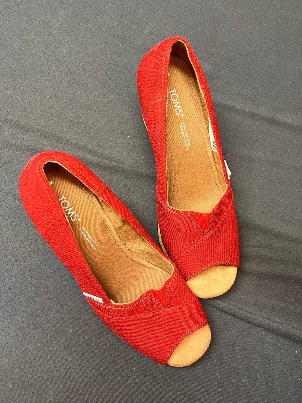 TOMS Red Canvas Cork Wedge Espadrilles - Women's - Picture 6 of 6